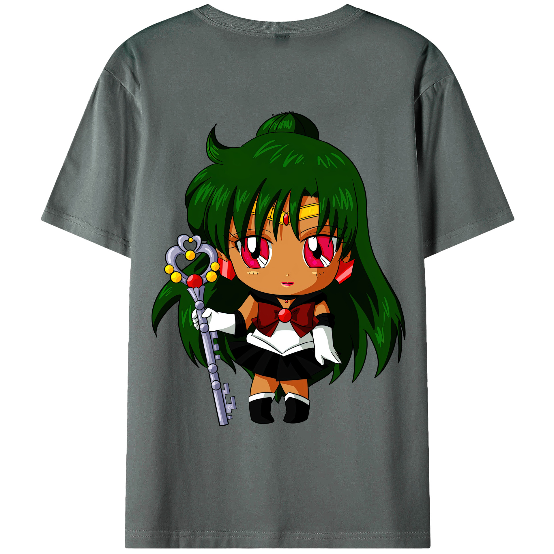 （画像用） 美少女戦士セーラームーン 冥王せつな Sailor Moon Meiou Setsuna 綿100％ メンズ半袖Tシャツ（バックプリント） 通気性